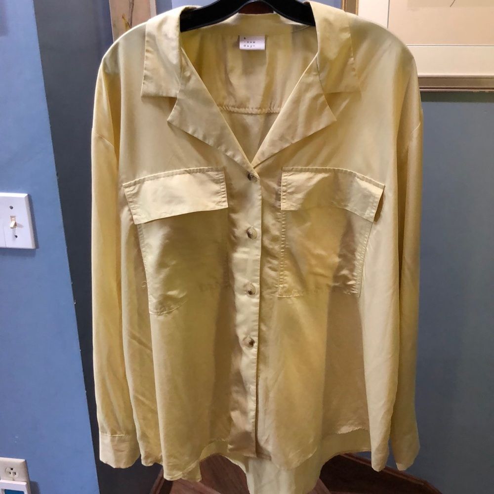 A New Day Chartreuse Long Sleeve Button Down 2X